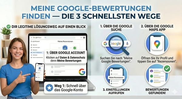 Wie ich meine Google Bewertungen finde - die schnellsten drei Wege.